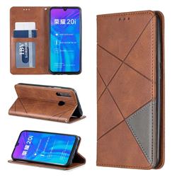 Prismatic Slim Magnetic Sucking Stitching Wallet Flip Cover for Huawei Honor 10i - Brown