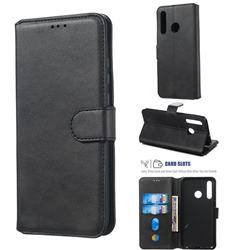 Retro Calf Matte Leather Wallet Phone Case for Huawei Honor 10i - Black