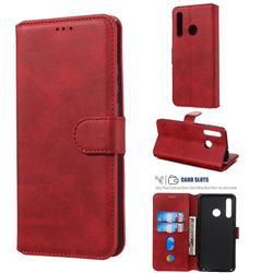 Retro Calf Matte Leather Wallet Phone Case for Huawei Honor 10i - Red