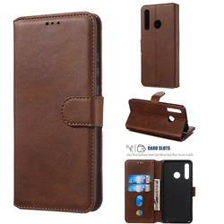 Retro Calf Matte Leather Wallet Phone Case for Huawei Honor 10i - Brown