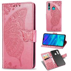 Embossing Mandala Flower Butterfly Leather Wallet Case for Huawei Honor 10i - Pink