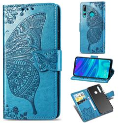 Embossing Mandala Flower Butterfly Leather Wallet Case for Huawei Honor 10i - Blue
