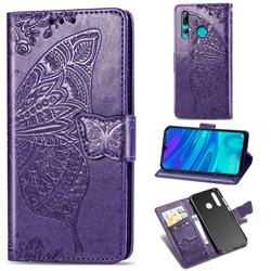 Embossing Mandala Flower Butterfly Leather Wallet Case for Huawei Honor 10i - Dark Purple