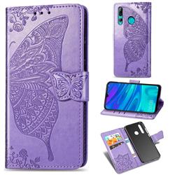 Embossing Mandala Flower Butterfly Leather Wallet Case for Huawei Honor 10i - Light Purple