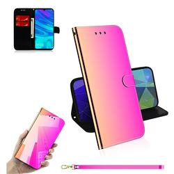 Shining Mirror Like Surface Leather Wallet Case for Huawei Honor 10i - Rainbow Gradient