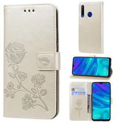 Embossing Rose Flower Leather Wallet Case for Huawei Honor 10i - Golden