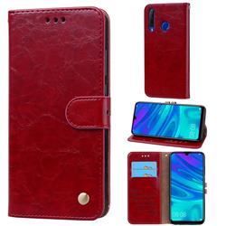Luxury Retro Oil Wax PU Leather Wallet Phone Case for Huawei Honor 10i - Brown Red