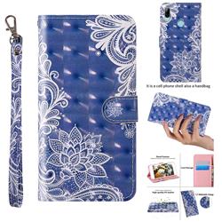 White Lace 3D Painted Leather Wallet Case for Huawei Honor 10i