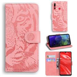 Intricate Embossing Tiger Face Leather Wallet Case for Huawei Honor 10i - Pink