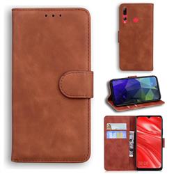 Retro Classic Skin Feel Leather Wallet Phone Case for Huawei Honor 10i - Brown