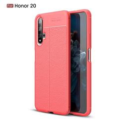 Luxury Auto Focus Litchi Texture Silicone TPU Back Cover for Huawei Honor 20 - Red