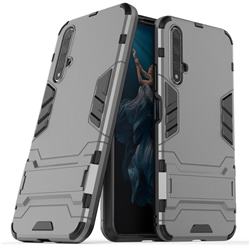 Armor Premium Tactical Grip Kickstand Shockproof Dual Layer Rugged Hard Cover for Huawei Honor 20 - Gray