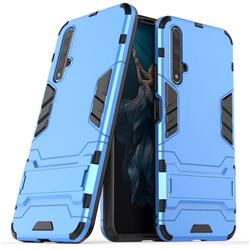 Armor Premium Tactical Grip Kickstand Shockproof Dual Layer Rugged Hard Cover for Huawei Honor 20 - Light Blue