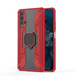 Predator Armor Metal Ring Grip Shockproof Dual Layer Rugged Hard Cover for Huawei Honor 20 - Red