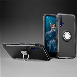 Armor Anti Drop Carbon PC + Silicon Invisible Ring Holder Phone Case for Huawei Honor 20 - Black