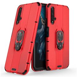 Alita Battle Angel Armor Metal Ring Grip Shockproof Dual Layer Rugged Hard Cover for Huawei Honor 20 - Red