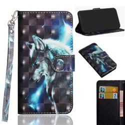 Snow Wolf 3D Painted Leather Wallet Case for Huawei Honor 20