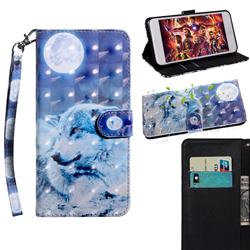 Moon Wolf 3D Painted Leather Wallet Case for Huawei Honor 20