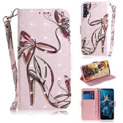 Butterfly High Heels 3D Painted Leather Wallet Phone Case for Huawei Honor 20