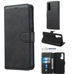 Retro Calf Matte Leather Wallet Phone Case for Huawei Honor 20 - Black