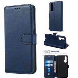 Retro Calf Matte Leather Wallet Phone Case for Huawei Honor 20 - Blue
