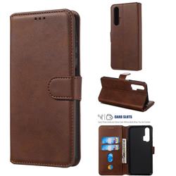 Retro Calf Matte Leather Wallet Phone Case for Huawei Honor 20 - Brown