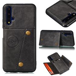 Retro Multifunction Card Slots Stand Leather Coated Phone Back Cover for Huawei Honor 20 - Black