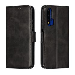Retro Classic Calf Pattern Leather Wallet Phone Case for Huawei Honor 20 - Black