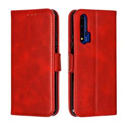 Retro Classic Calf Pattern Leather Wallet Phone Case for Huawei Honor 20 - Red