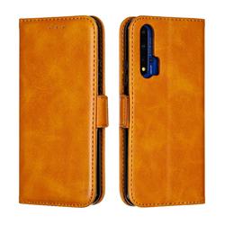 Retro Classic Calf Pattern Leather Wallet Phone Case for Huawei Honor 20 - Yellow