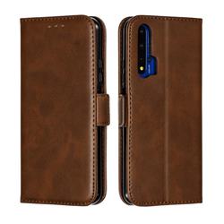 Retro Classic Calf Pattern Leather Wallet Phone Case for Huawei Honor 20 - Brown