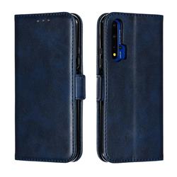 Retro Classic Calf Pattern Leather Wallet Phone Case for Huawei Honor 20 - Blue