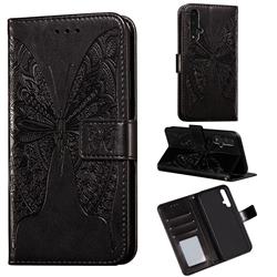 Intricate Embossing Vivid Butterfly Leather Wallet Case for Huawei Honor 20 - Black