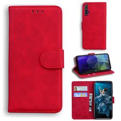 Retro Classic Skin Feel Leather Wallet Phone Case for Huawei Honor 20 - Red