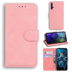 Retro Classic Skin Feel Leather Wallet Phone Case for Huawei Honor 20 - Pink