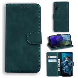 Retro Classic Skin Feel Leather Wallet Phone Case for Huawei Honor 20 - Green