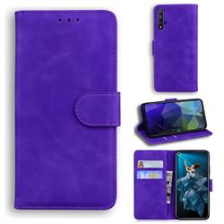 Retro Classic Skin Feel Leather Wallet Phone Case for Huawei Honor 20 - Purple