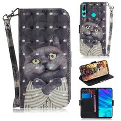 Cat Embrace 3D Painted Leather Wallet Phone Case for Huawei Honor 20 Lite