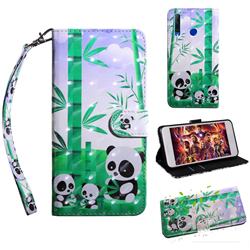 Eating Bamboo Pandas 3D Painted Leather Wallet Case for Huawei Honor 20 Lite