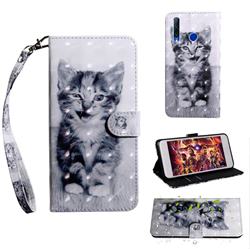 Smiley Cat 3D Painted Leather Wallet Case for Huawei Honor 20 Lite