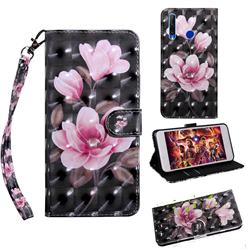 Black Powder Flower 3D Painted Leather Wallet Case for Huawei Honor 20 Lite