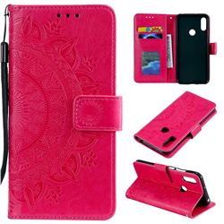 Intricate Embossing Datura Leather Wallet Case for Huawei Honor 20 Lite - Rose Red