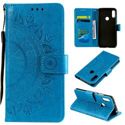 Intricate Embossing Datura Leather Wallet Case for Huawei Honor 20 Lite - Blue