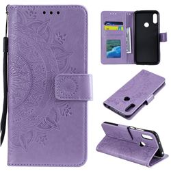 Intricate Embossing Datura Leather Wallet Case for Huawei Honor 20 Lite - Purple