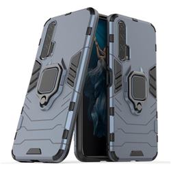 Black Panther Armor Metal Ring Grip Shockproof Dual Layer Rugged Hard Cover for Huawei Honor 20 Pro - Blue