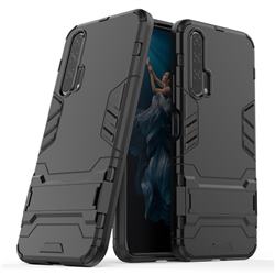 Armor Premium Tactical Grip Kickstand Shockproof Dual Layer Rugged Hard Cover for Huawei Honor 20 Pro - Black