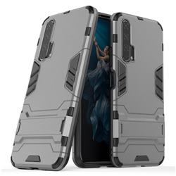 Armor Premium Tactical Grip Kickstand Shockproof Dual Layer Rugged Hard Cover for Huawei Honor 20 Pro - Gray