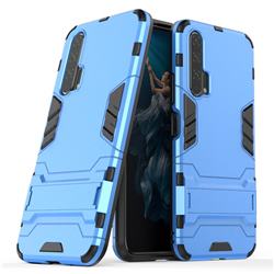 Armor Premium Tactical Grip Kickstand Shockproof Dual Layer Rugged Hard Cover for Huawei Honor 20 Pro - Light Blue
