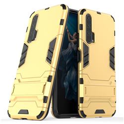 Armor Premium Tactical Grip Kickstand Shockproof Dual Layer Rugged Hard Cover for Huawei Honor 20 Pro - Golden