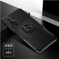 Knight Armor Anti Drop PC + Silicone Invisible Ring Holder Phone Cover for Huawei Honor 20 Pro - Black
